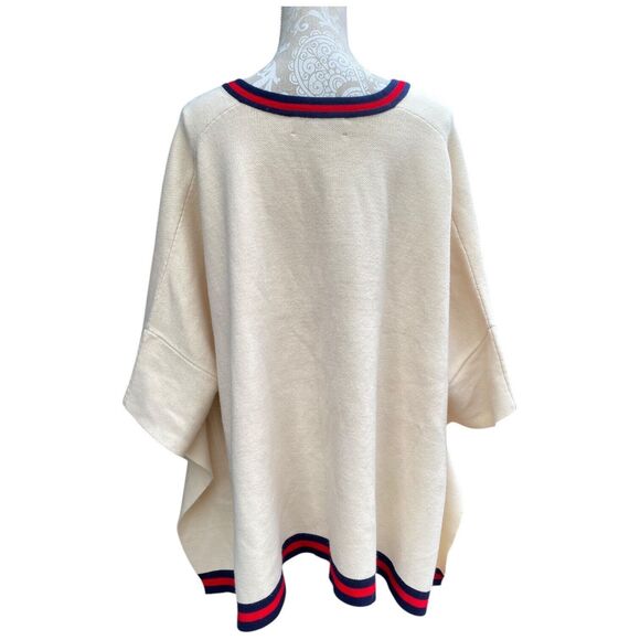 Tuckernuck Camden Sweater Poncho Cream One Size Cozy Preppy Lagenlook Pullover - Picture 6 of 13